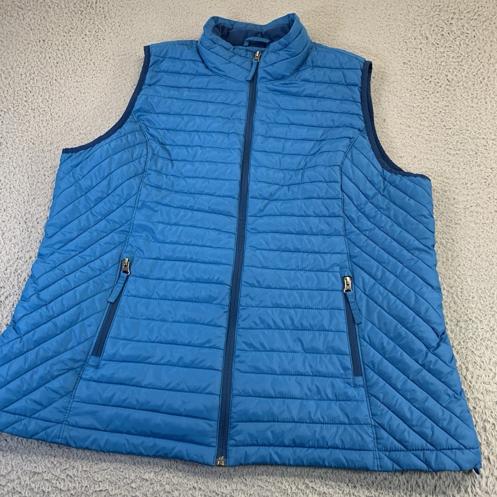 Duluth Puffer Vest Mens XL Blue Full Zip Pockets Mock Neck Hike Gorpcore Outdoor